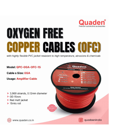 Quaden Power Wire Spools 0 GA OFC Oxygen Free Copper Cables | 15 mtr | Amplifier Cable | QPC-OFC0GA15 Quaden Power Wire Spools 0 GA OFC Oxygen Free Copper Cables | 15 mtr | Amplifier Cable | QPC-OFC0GA15