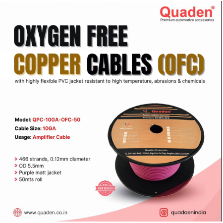 Quaden Power Wire Spools 10 GA OFC Oxygen Free Copper Cables | 50 mtr | Amplifier Cable | QPC-OFC10GA50 Quaden Power Wire Spools 10 GA OFC Oxygen Free Copper Cables | 50 mtr | Amplifier Cable | QPC-OFC10GA50