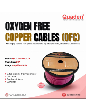 Quaden Power Wire Spools 2 GA OFC Oxygen Free Copper Cables | 20 mtr | Amplifier Cable | QPC-OFC2GA20 Quaden Power Wire Spools 2 GA OFC Oxygen Free Copper Cables | 20 mtr | Amplifier Cable | QPC-OFC2GA20