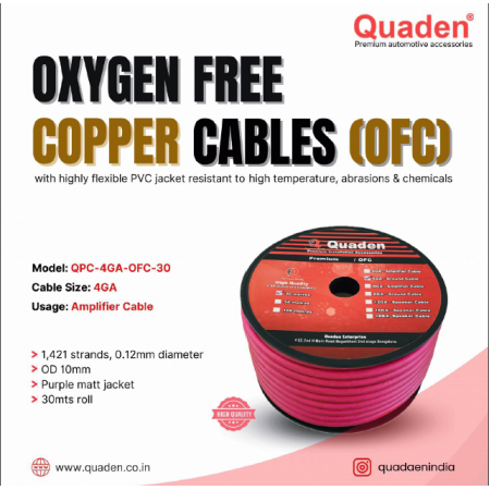 Quaden Power Wire Spools 4 GA OFC Oxygen Free Copper Cables | 30 mtr | Amplifier Cable | QPC-OFC4GA30