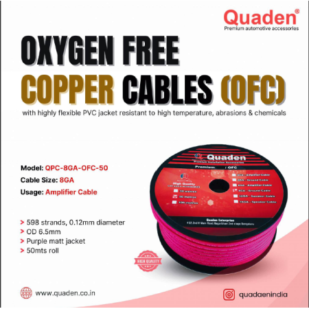 Quaden Power Wire Spools 8 GA OFC Oxygen Free Copper Cables | 50 mtr | Amplifier Cable | QPC-OFC8GA50 Quaden Power Wire Spools 8 GA OFC Oxygen Free Copper Cables | 50 mtr | Amplifier Cable | QPC-OFC8GA50