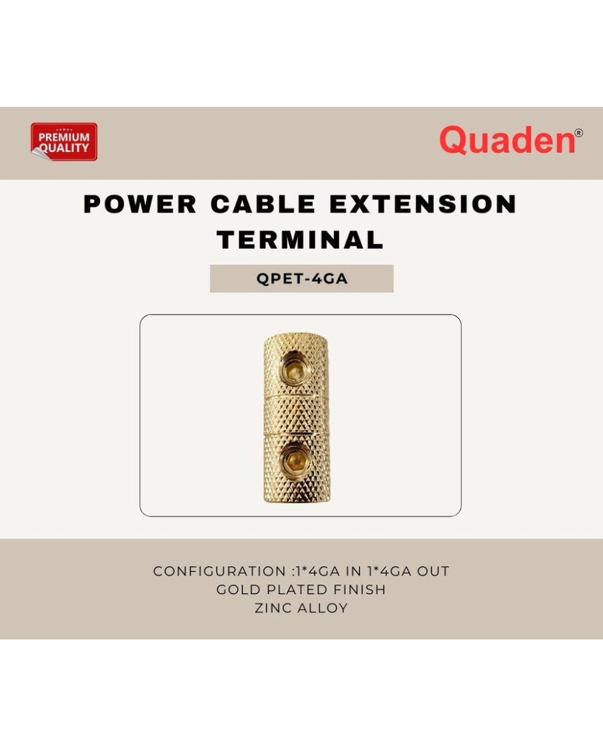 Quaden Power Cable Extension Terminal | Gold Plated Finish | QPET-4GA