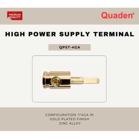 Quaden High Power Supply Terminal | Gold Plated Finish | QPST-4GA Quaden High Power Supply Terminal | Gold Plated Finish | QPST-4GA