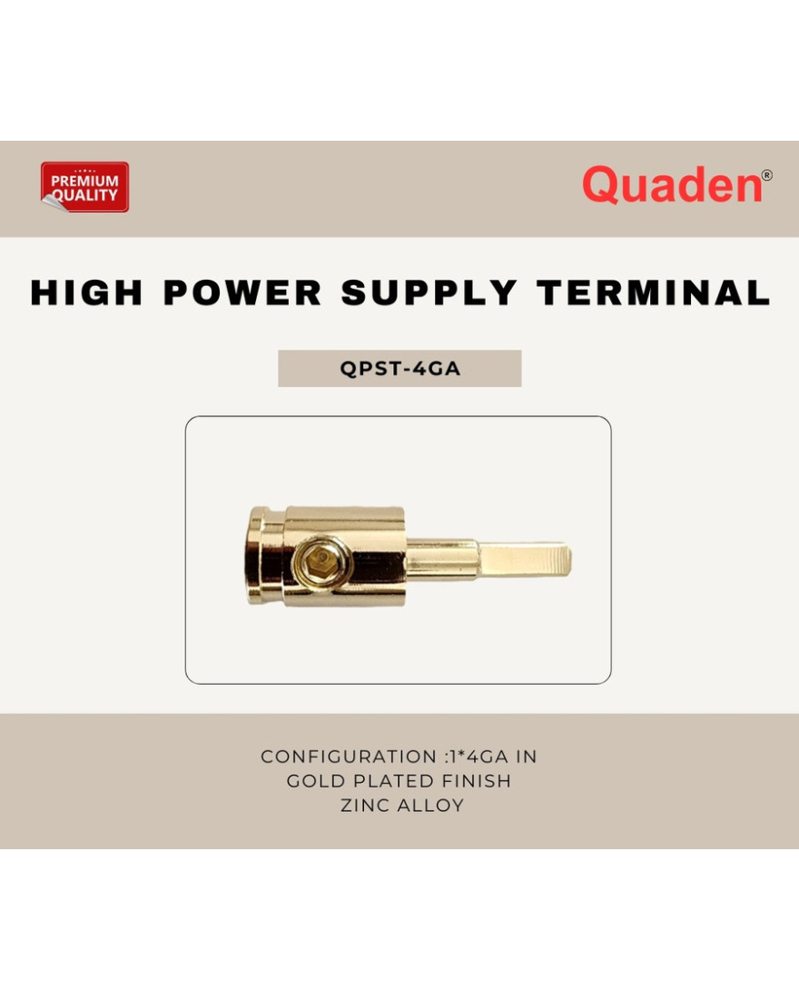 Quaden High Power Supply Terminal | Gold Plated Finish | QPST-4GA