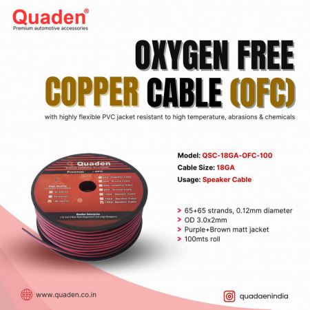 Quaden Speaker Cable 18 GA OFC Oxygen Free Copper Cables | 100 mtr | QSC-OFC18GA100 Quaden Speaker Cable 18 GA OFC Oxygen Free Copper Cables | 100 mtr | QSC-OFC18GA100