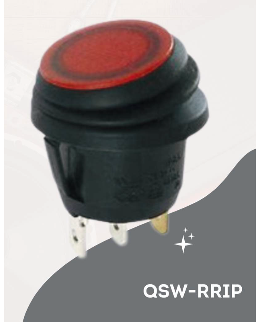 Quaden Round Rocker Switch with IP65 Rating And LED | Water Resistance Pack of 5 PCs | QSW-RRIP