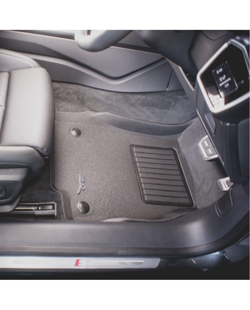 3D Kagu Floor Mat Compatible with Audi A6 2018 to 2023 | Set of 5 Pcs  | BLACK 