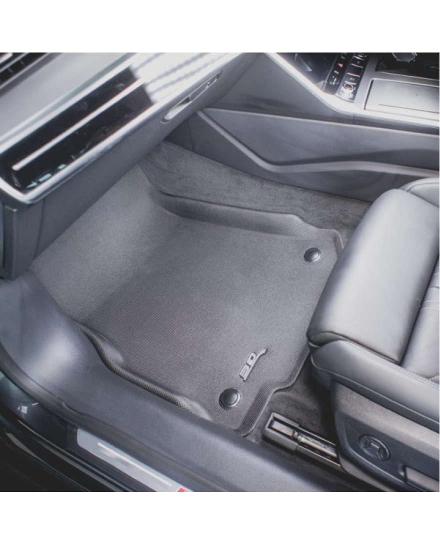 3D Kagu Floor Mat Compatible with Audi A6 2018 to 2023 | Set of 5 Pcs  | BLACK 