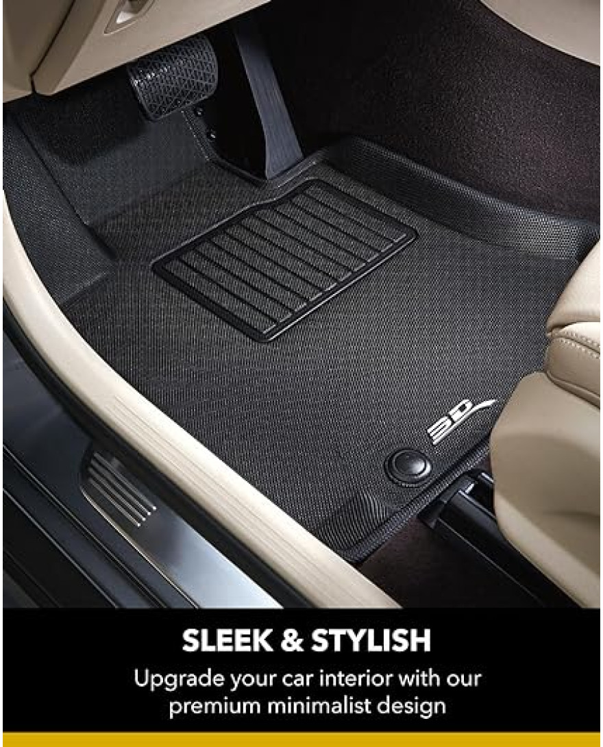 3D MAXpider All-Weather Floor Mats for BMW 3 Series Sedan SDrive | F30 | 2012 to 2018 Custom Fit Car Floor Liners, Kagu Series | 1st And 2nd Row | Black