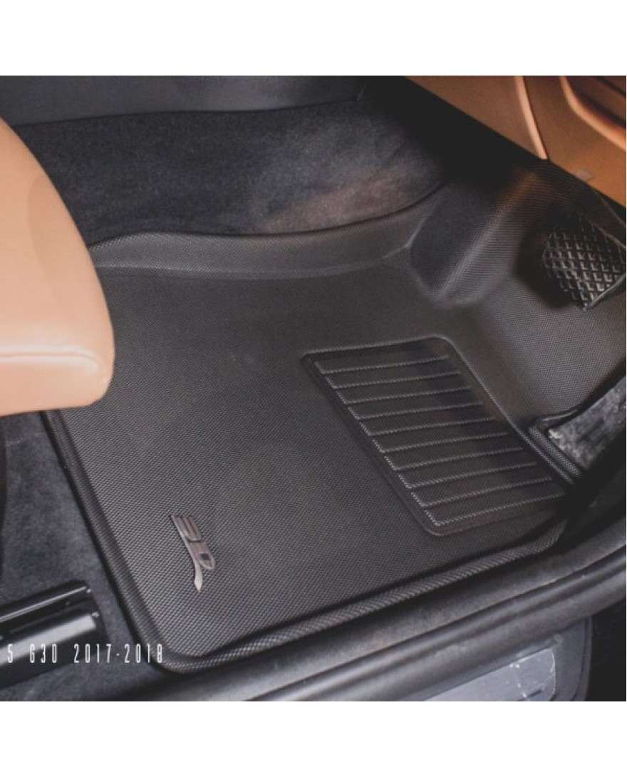3D Kagu Floor Mat Compatible with BMW 5 SERIES G30 SEDAN  Long Wheel Base 2021 to Present | Set of 5 Pcs | Custom Fit| BLACK