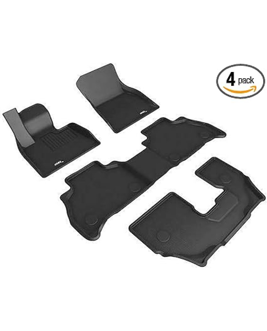 3D Kagu Floor Mat Compatible with BMW X7 G07  2019 to 2023 | Complete Set | Custom Fit | BLACK