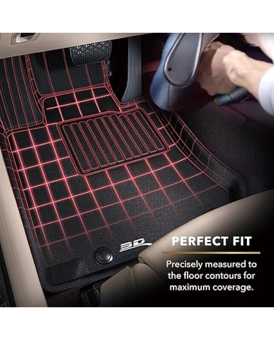 3D Kaku Floor Mat Compatible with BMW X6 G06  2020 to 2022 | 1st and 2nd Row | BLACK | Custom Fit