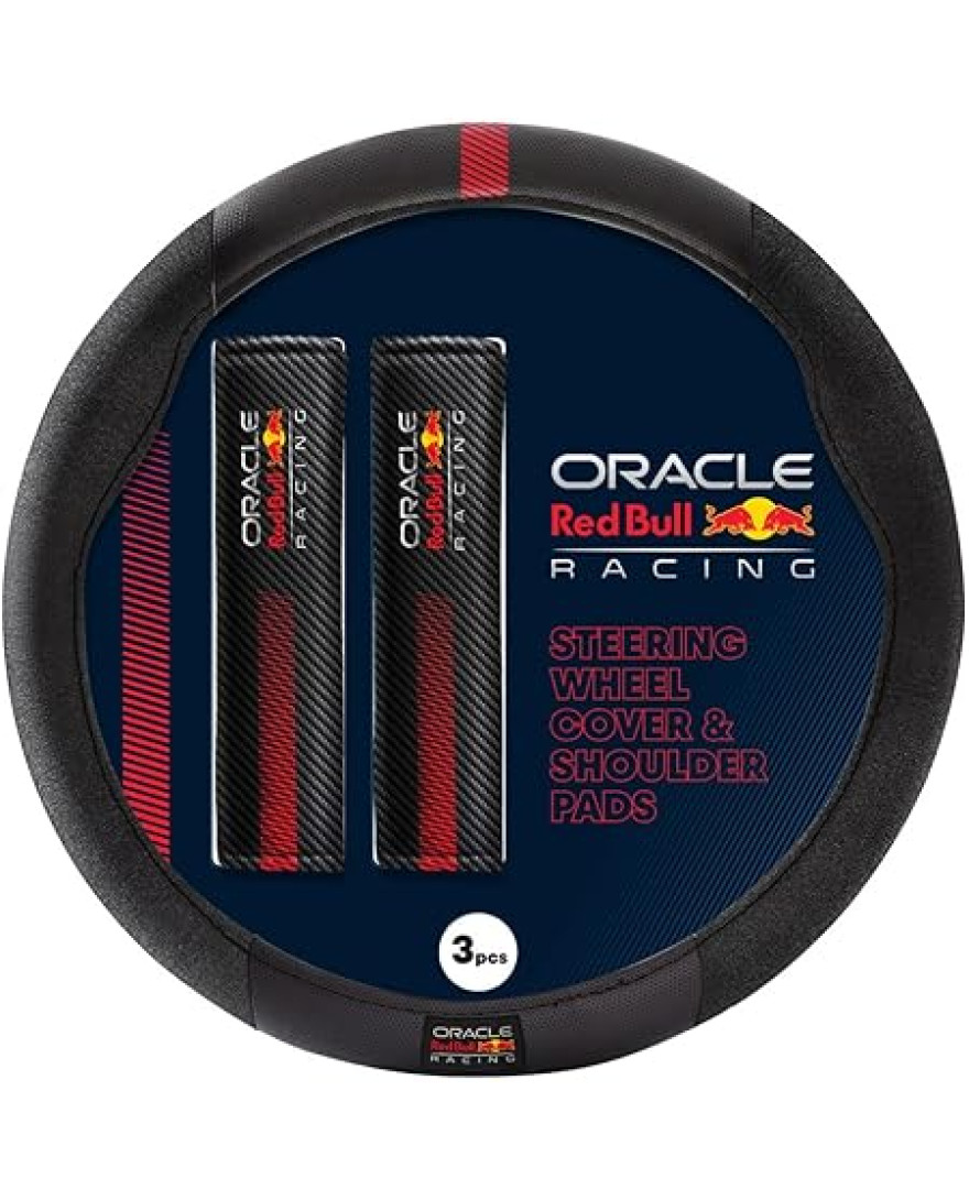 Red Bull Racing Oracle Universal steering wheel cover + shoulder pads - Type 001 | Black/Red | 3-Piece set