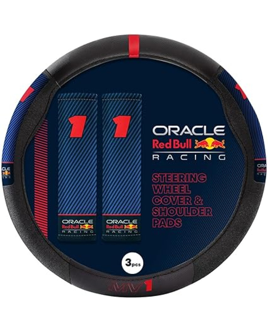 Red Bull Oracle Universal steering wheel cover + shoulder pads - Type 002 MV1 - Black/Red/Blue