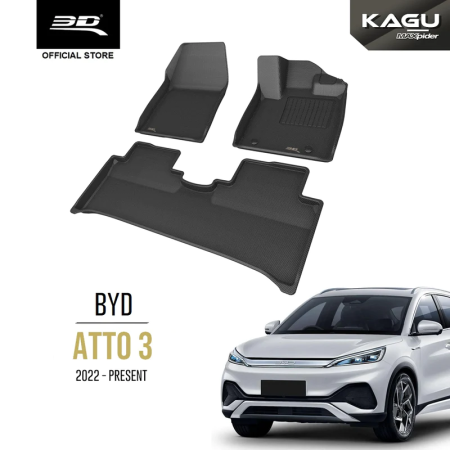 3D Kagu Floor Mat Compatible with  BYD Atto 3 2023 | Complete Set | Custom Fit | BLACK 3D Kagu Floor Mat Compatible with  BYD Atto 3 2023 | Complete Set | Custom Fit | BLACK