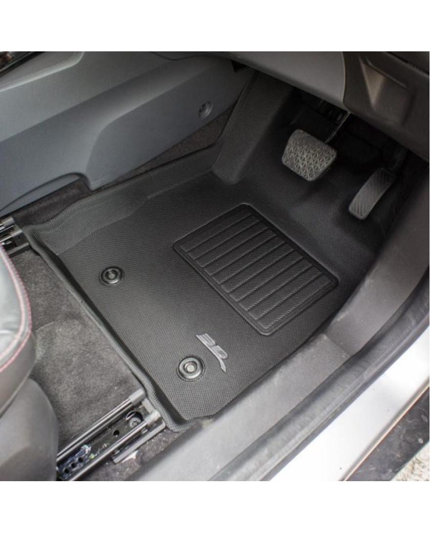 3D Kagu Floor Mat Compatible with FORD ECOSPORT/ FIESTA 2014 to 2018 | Set of 3 Pcs| BLACK | Custom Fit