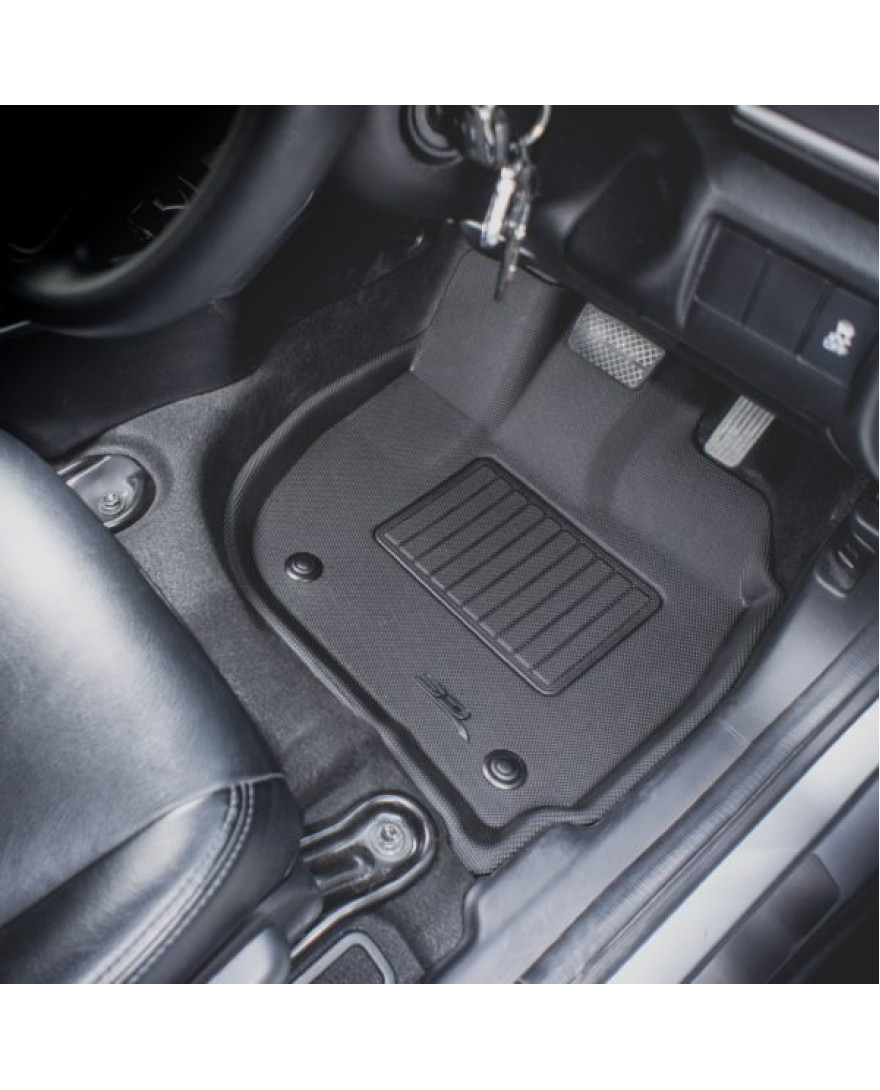 3D Kagu Floor Mat Compatible with HONDA CITY 2014 to Present|Set of 5 Pcs|BLACK|Custom Fit