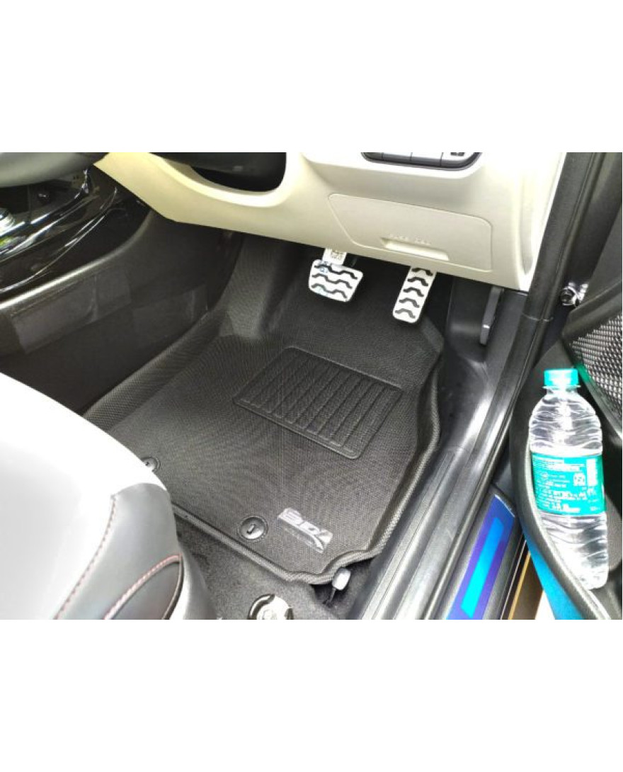 3D MAXpider Custom Fit KAGU Floor Mat | BLACK | Compatible with KIA SELTOS And HYUNDAI CRETA Car Floor Mats 2020 to 2023 | Set of 3 Pcs