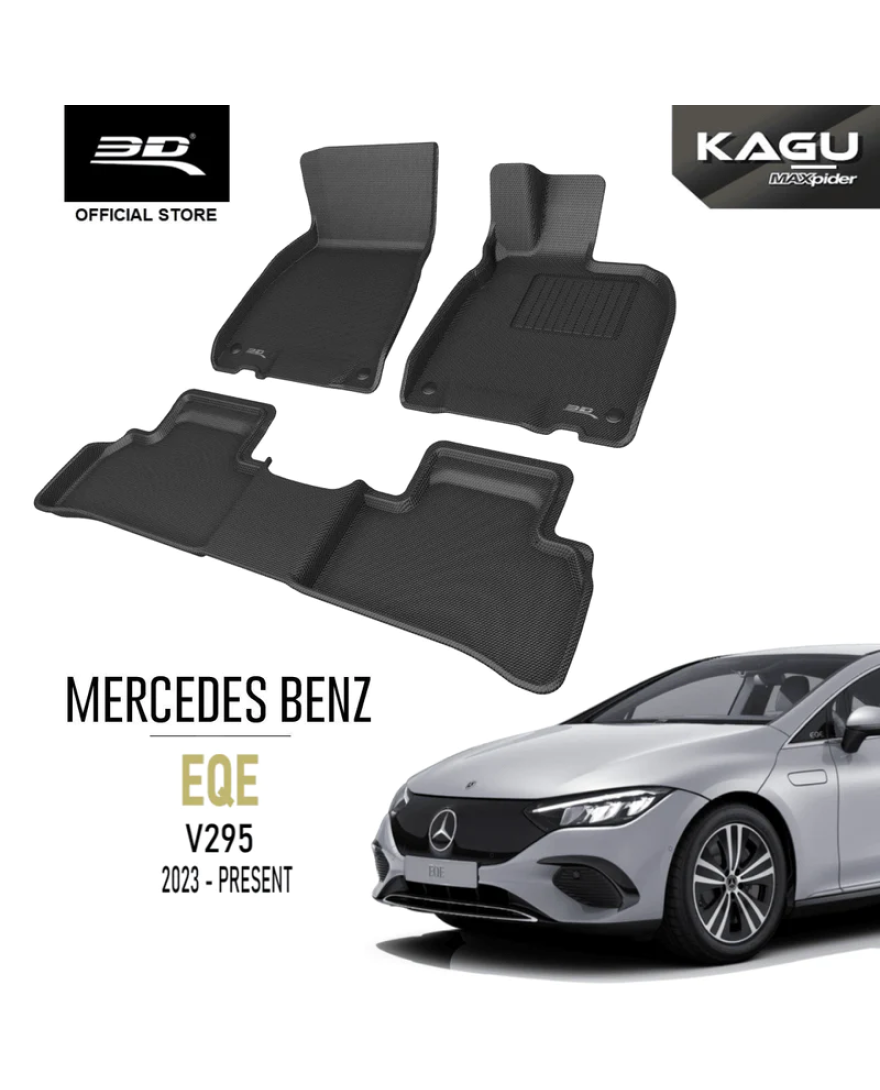 3D MAXpider Custom Fit KAGU Floor Mat | BLACK | Compatible with MERCEDES BENZ EQE V295 2020 to 2023 | Complete Set