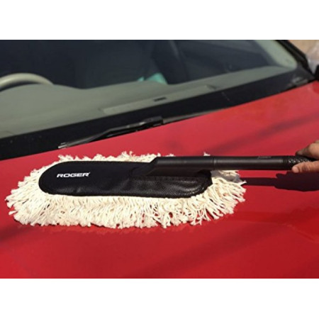 ROGER Car Duster Body Cleaning Brush, Cotton Bristles, Long Handle, black ROGER Car Duster Body Cleaning Brush, Cotton Bristles, Long Handle, black