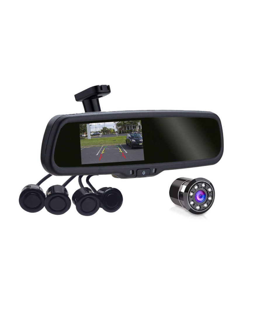 Blackcat Car Reverse Camera and Sensor Replacement Mirror (auto-Brightness Adjusting Monitor); 4 ultrasonic sensors