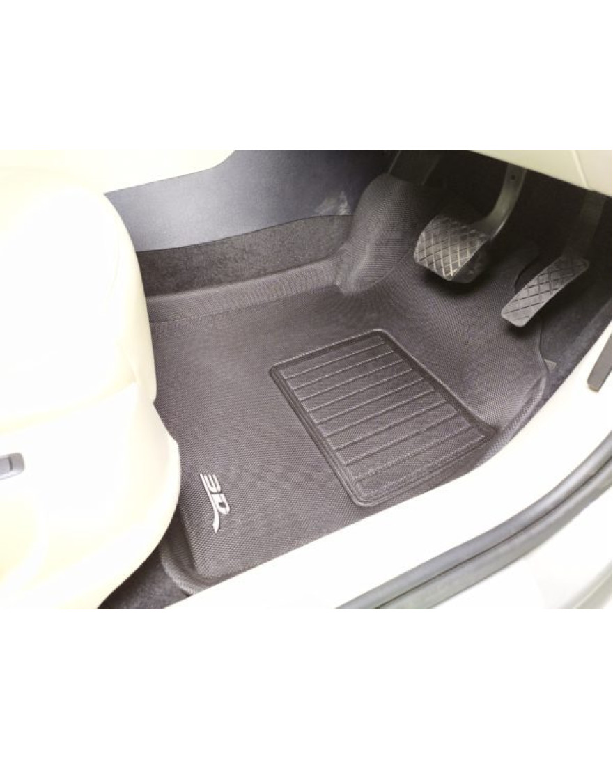 3D Kagu Floor Mat Compatible with  SKODA OCTAVIA 2014 to 2020 | Set of 3 Pcs | Custom Fit | BLACK