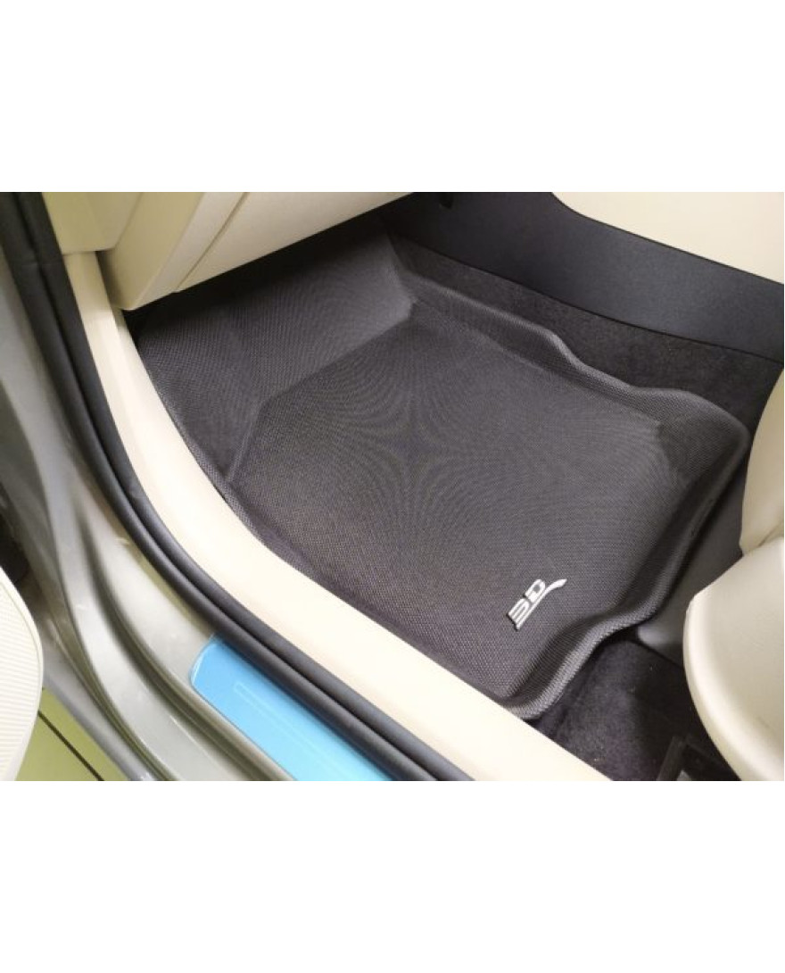 3D Kagu Floor Mat Compatible with  SKODA OCTAVIA 2014 to 2020 | Set of 3 Pcs | Custom Fit | BLACK
