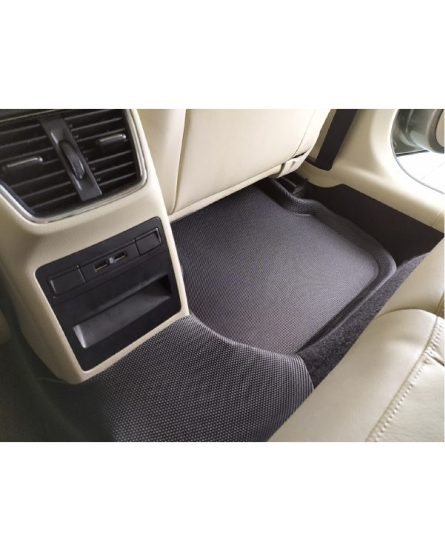 3D Kagu Floor Mat Compatible with  SKODA OCTAVIA 2014 to 2020 | Set of 3 Pcs | Custom Fit | BLACK