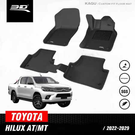 3D Kagu Floor Mat For TOYOTA HILUX AT/MT | 2020 to 2023 | Complete Set | Custom Fit | BLACK 3D Kagu Floor Mat For TOYOTA HILUX AT/MT | 2020 to 2023 | Complete Set | Custom Fit | BLACK