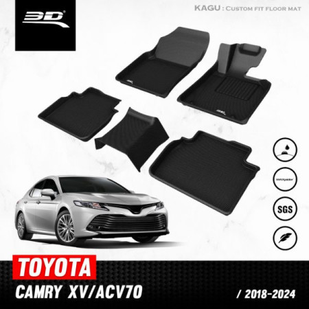 3D Kagu Floor Mat Compatible with  TOYOTA CAMRY  2018 to Present | Set of 5 Pcs | Custom Fit | BLACK 3D Kagu Floor Mat Compatible with  TOYOTA CAMRY  2018 to Present | Set of 5 Pcs | Custom Fit | BLACK