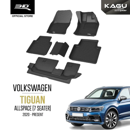 3D Kagu  Floor Mat For  VOLKSWAGEN TIGUAN ALLSPACE  |  2020 to 2023 | Complete Set | Custom Fit | BLACK  3D Kagu  Floor Mat For  VOLKSWAGEN TIGUAN ALLSPACE  |  2020 to 2023 | Complete Set | Custom Fit | BLACK