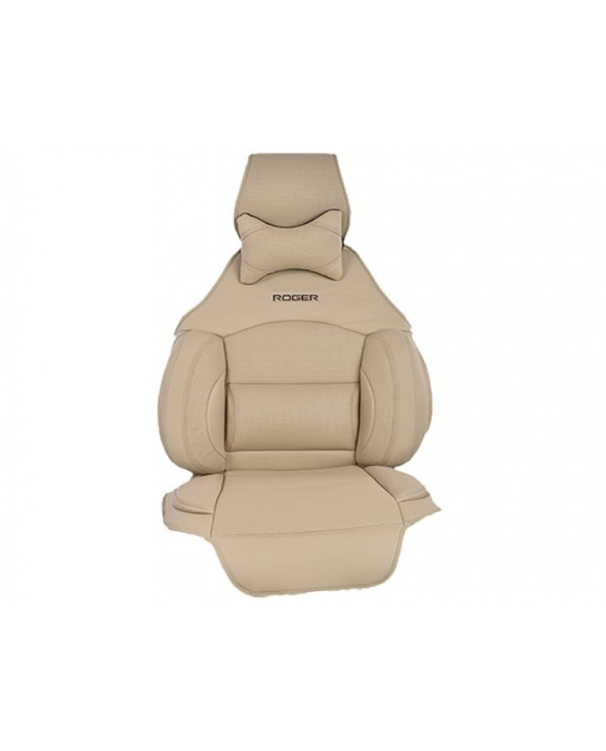 ROGER Driver Seat Cushport Beige (1 Piece) Multi Support, Synthetic Leather Seat Cover.