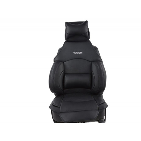 ROGER Driver Seat Cushport Black 1 Piece | Multi Support, Synthetic Leather Seat Cover.