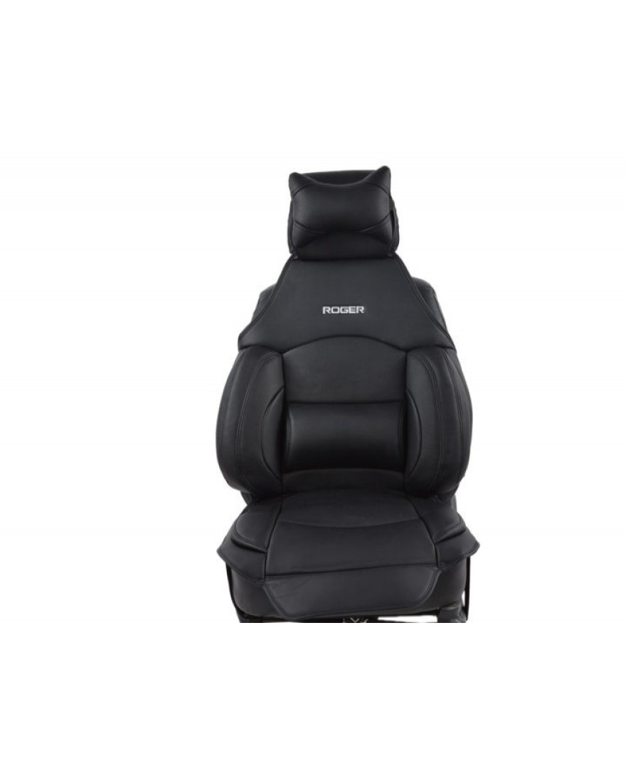 ROGER Driver Seat Cushport Black (1 Piece) Multi Support, Synthetic Leather Seat Cover.