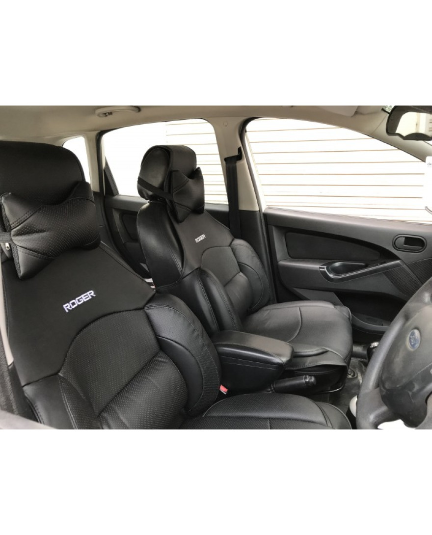 ROGER Driver Seat Cushport Black 1 Piece | Multi Support, Synthetic Leather Seat Cover.