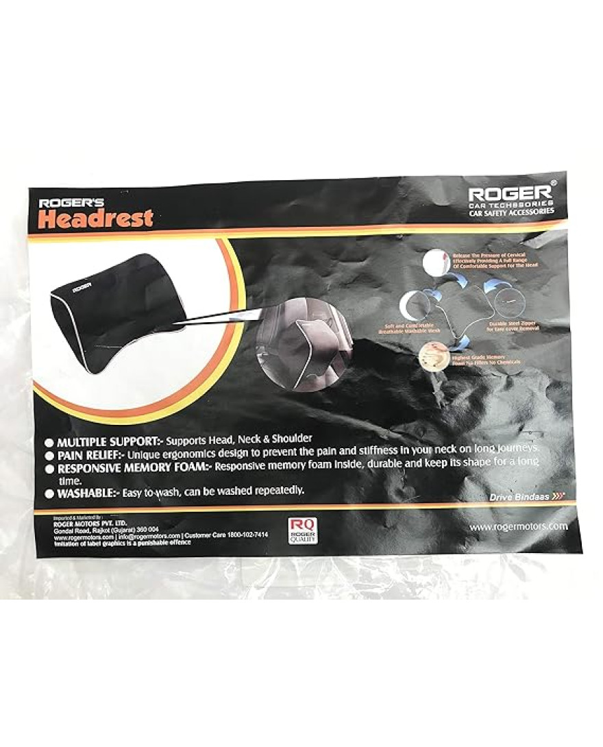 ROGER Car Headrest Pillow Multiple Support,Pain Relief,Responsive Memory Foam,Washable
