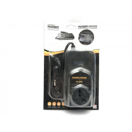 ROGER Car Inverter Car Charging Adapter with Switch Car Charging Adapter and USB Port, Outlet N Fuse DC 12V to 220V Car Inverter | Black