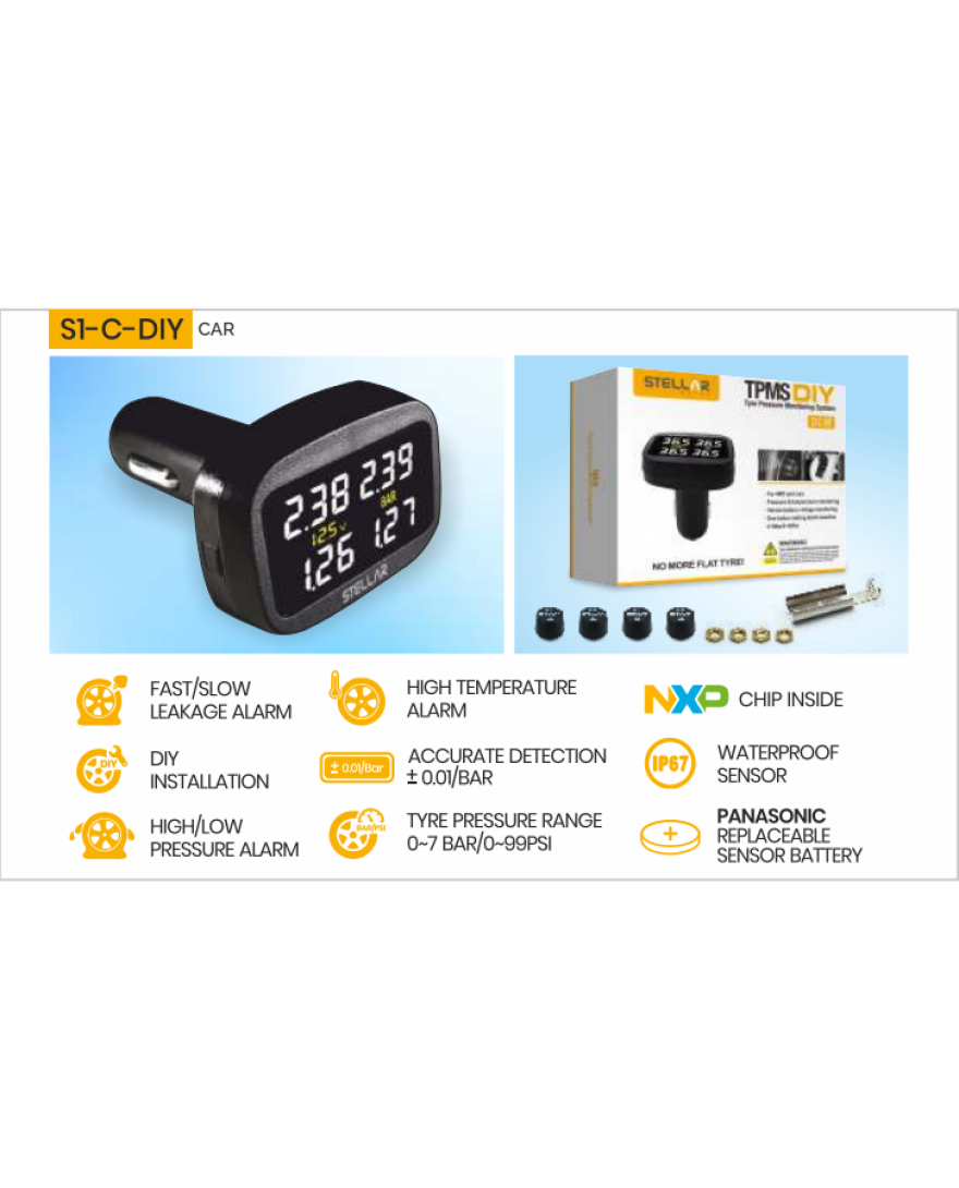 Stellar Tyre Pressure Monitoring Syatem | DIY Installation | S1-C-DIY