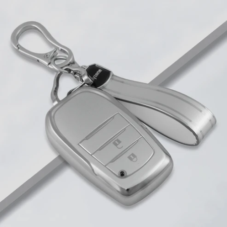 keycare silver dust TPU key cover And keychain for Innova Crysta, Innova HyCross, Hilux smart key | SDTP 18 2B SDTP Keychain keycare silver dust TPU key cover And keychain for Innova Crysta, Innova HyCross, Hilux smart key | SDTP 18 2B SDTP Keychain