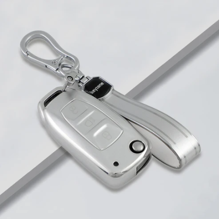 Keyzone silver dust TPU Key Cover And keychain for Nexon, Harrier, Safari, Altroz, Tigor, Punch, Tiago, Zest, Bolt, Zica, Hexa flip key | SDTP29, SDTPKeychain Keyzone silver dust TPU Key Cover And keychain for Nexon, Harrier, Safari, Altroz, Tigor, Punch, Tiago, Zest, Bolt, Zica, Hexa flip key | SDTP29, SDTPKeychain