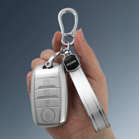 keycare silver dust TPU key cover And keychain for Sonet, Seltos, Carens, Sonet X-line 4 Button Smart Key | SDTP 61, SDTP Keychain keycare silver dust TPU key cover And keychain for Sonet, Seltos, Carens, Sonet X-line 4 Button Smart Key | SDTP 61, SDTP Keychain