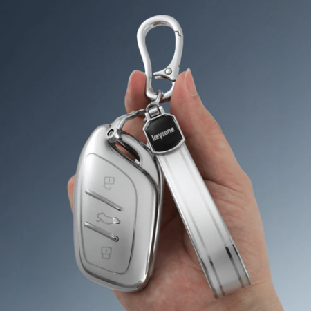 keycare silver dust TPU key cover And keychain for MG Astor, ZS EV smart key | SDTP 65, SDTP Keychain keycare silver dust TPU key cover And keychain for MG Astor, ZS EV smart key | SDTP 65, SDTP Keychain