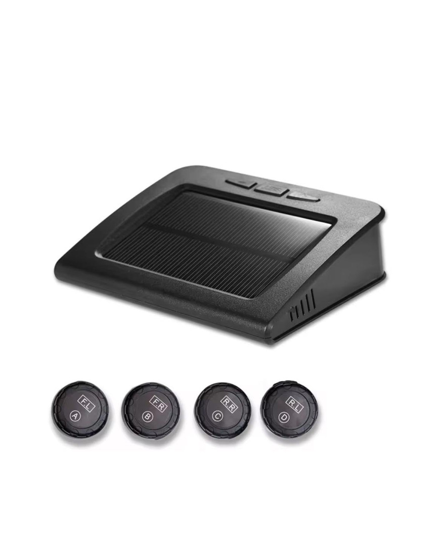 ROGER TPMS SQE285 – Wireless Tire Pressure Monitoring System with 4 Internal Sensors, Solar & USB Charging, LCD Color Display, and Sound Alarm