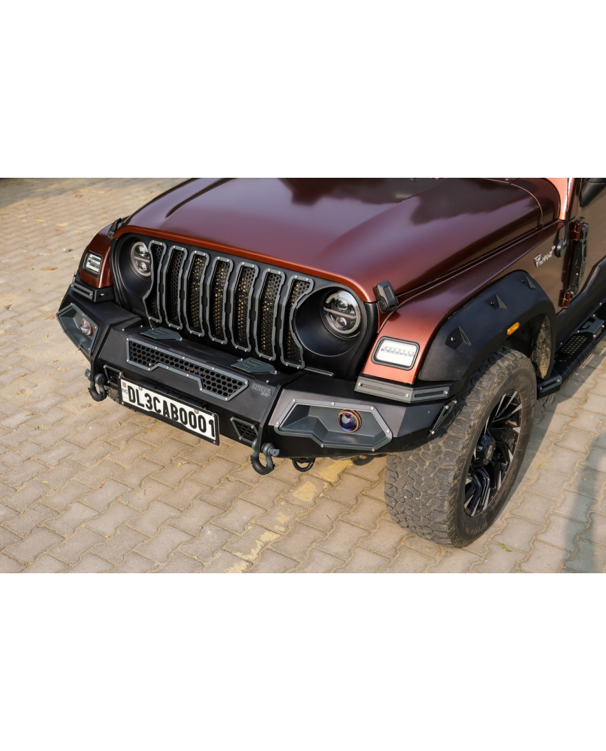Bimbra 4x4 Front Seven Slot Grill 3.0 | Matt Black | For Mahindra Thar