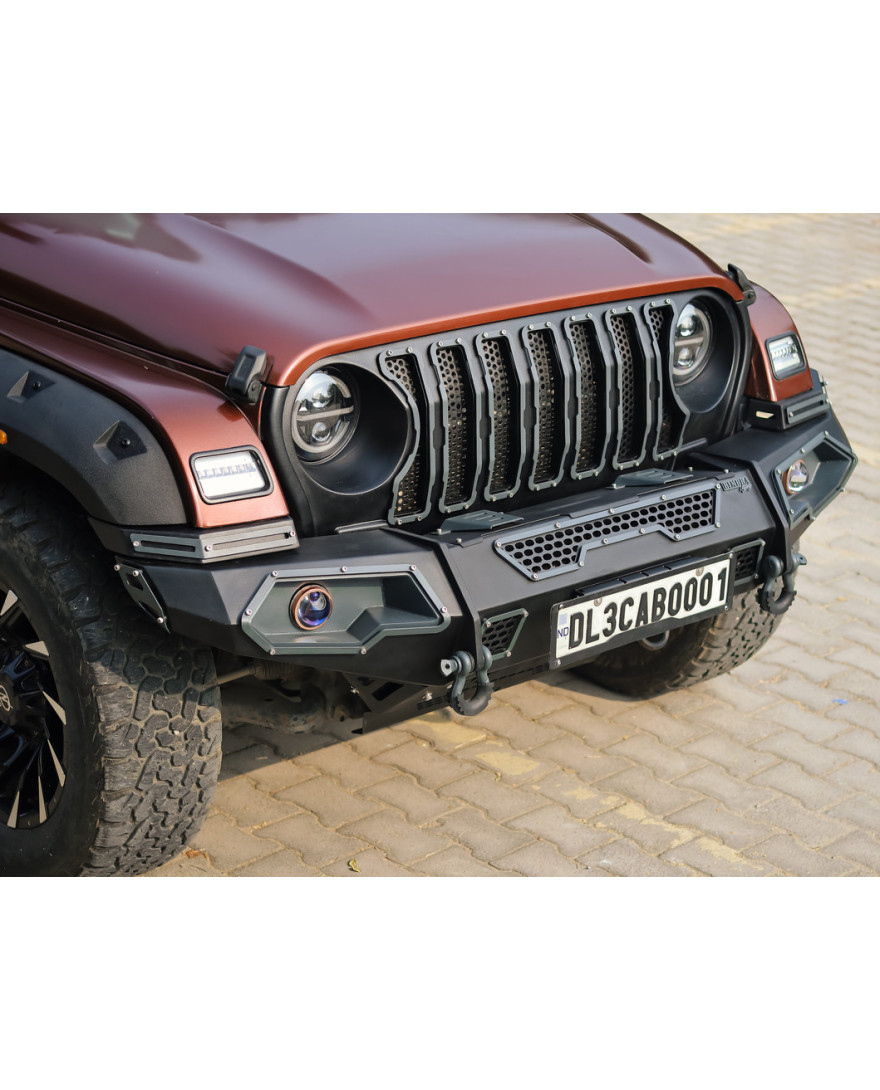Bimbra 4x4 Front Seven Slot Grill 3.0 | Matt Black | For Mahindra Thar