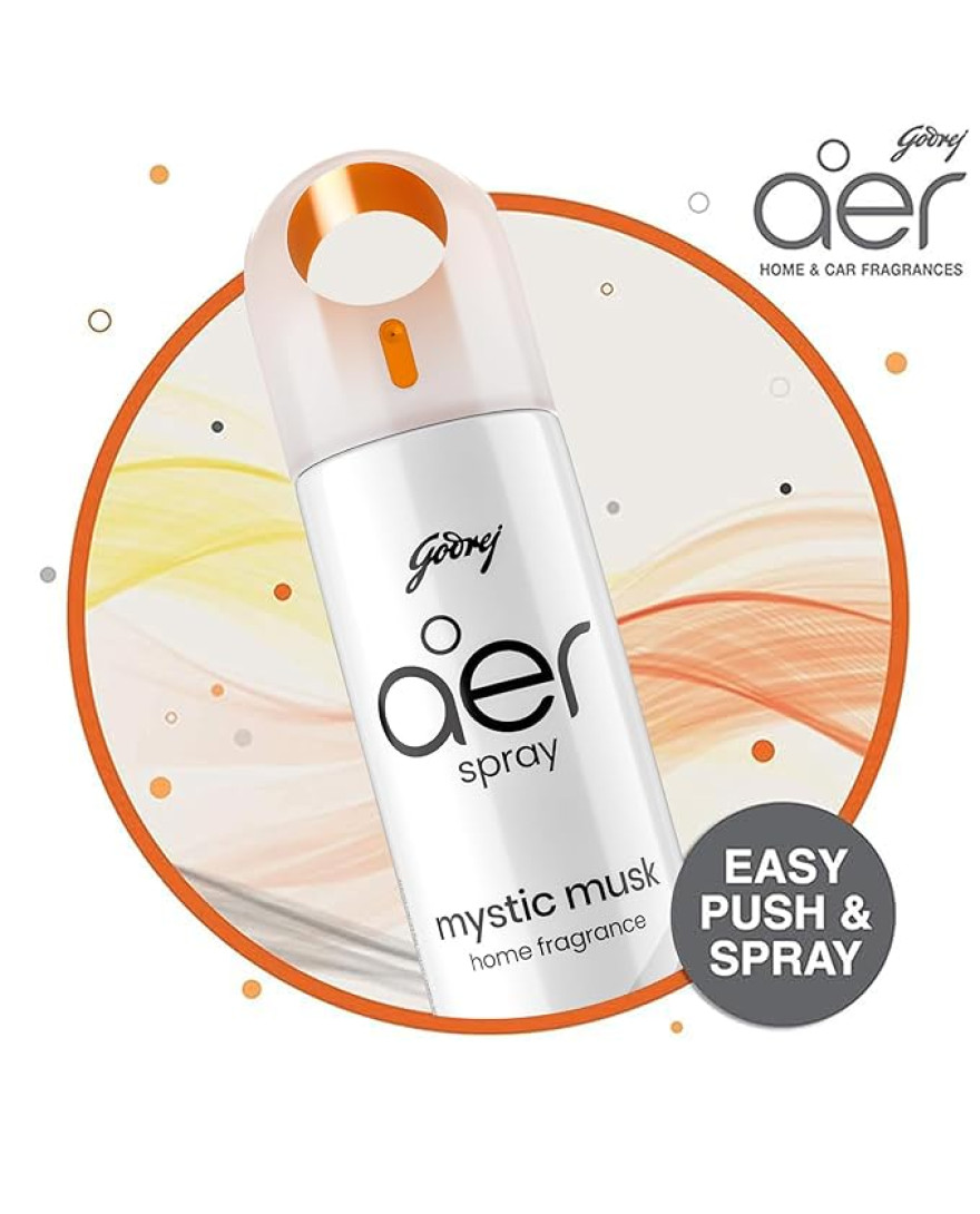 Godrej aer Spray | Room Freshener for Home & Office Mystic Musk 200 ml | Long-Lasting Fragrance