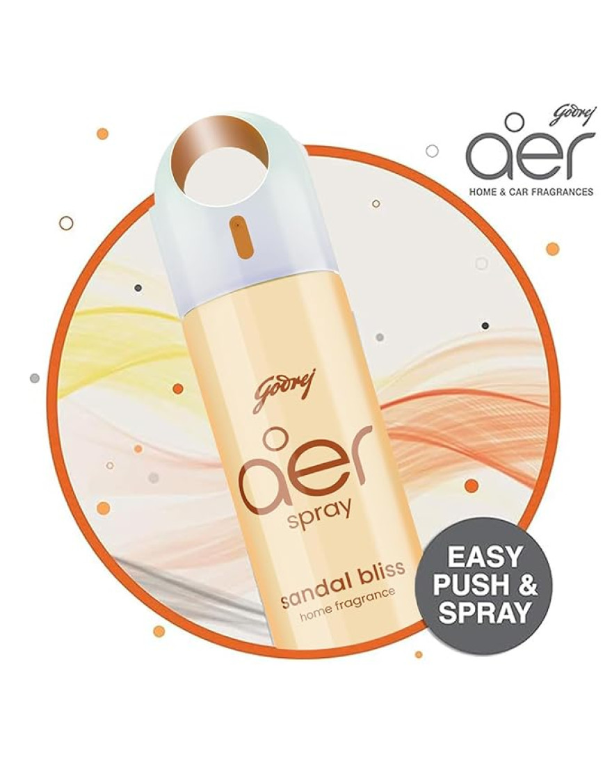 Godrej aer Spray | Room Freshener for Home & Office Sandal Bliss 200 ml | Long-Lasting Fragrance