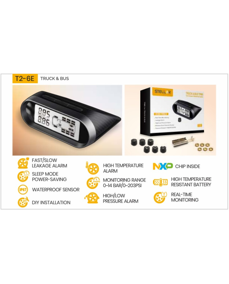 Stellar Solar TPMS for Bus/Truck with 6 internal Sensors | T2-6E