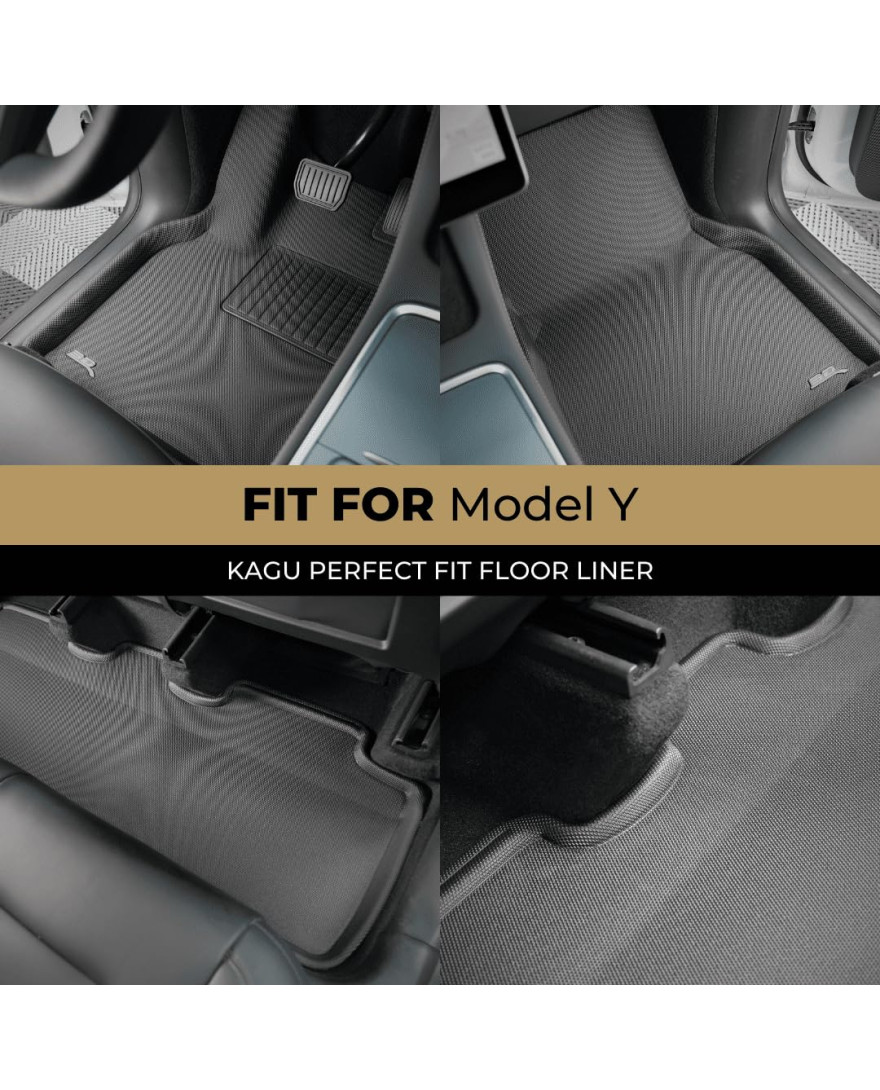 3D MAXpider Custom Fit Kagu Floor Mat Compatible with Tesla Model Y 2021-2025 R1 R2 | Black