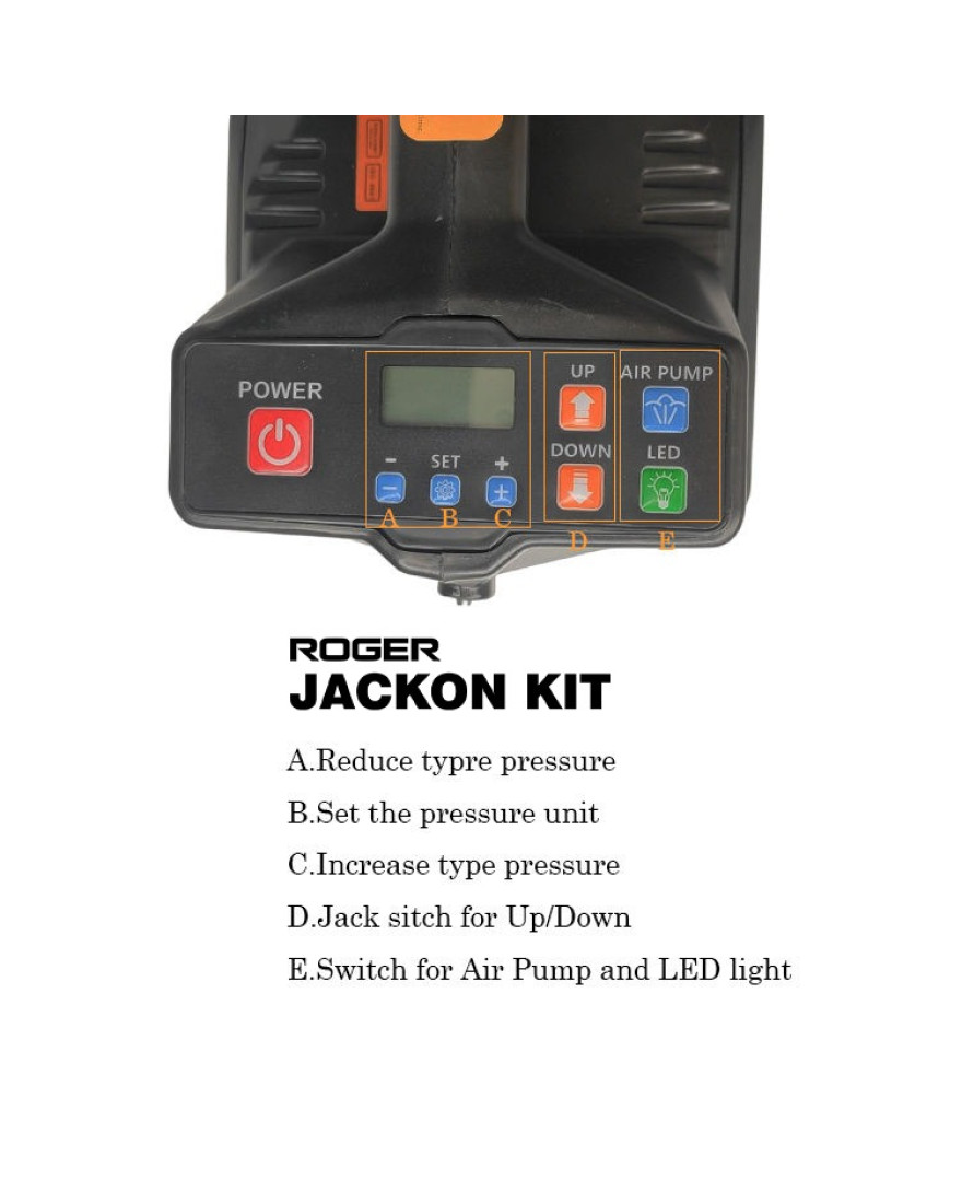 Roger Jackon Kit TN500 – 12V Electric Car Jack + Impact Wrench, Tire Inflator & Remote-Controlled Lifting Kit